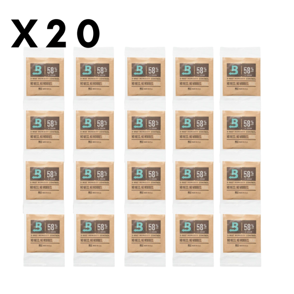 BOVEDA 20 x Humidipak 58% - 4 Gramm Einzeln Verpackt